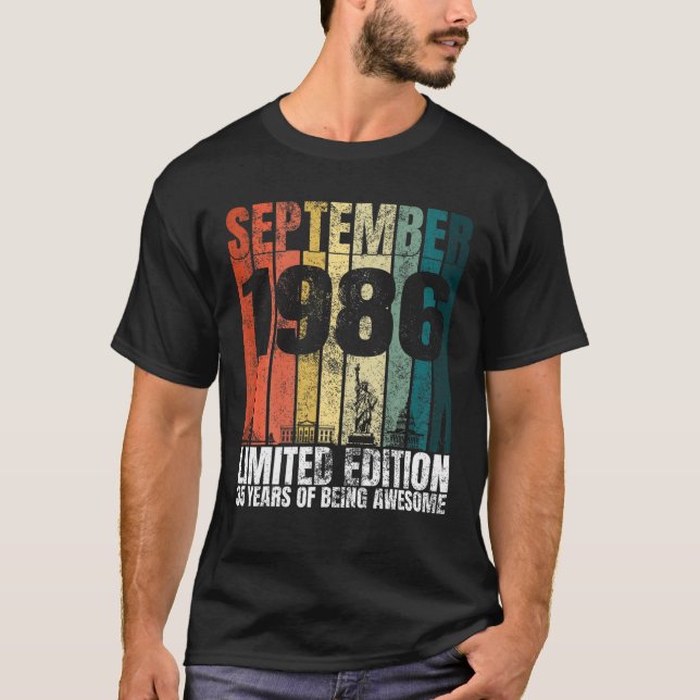Camiseta Viñeta Septiembre De 1986 Gráfica Bday 35 Años 35 (Anverso)