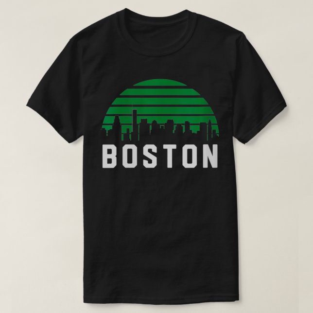 Camiseta Viñetas de Boston Massachusetts Cityscape Retr (Diseño del anverso)