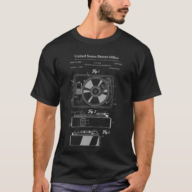 Camiseta Vinil Record Player Patent Schemant Turntable (Anverso)