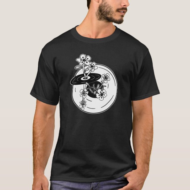 Camiseta Vinilo/registro de Cistus negro y blanco (Anverso)