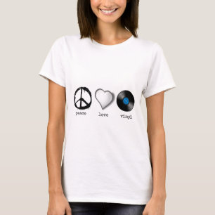 Camiseta Vinilo retro del amor de la paz 70s