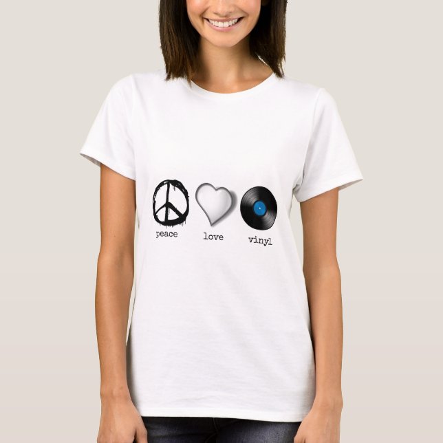 Camiseta Vinilo retro del amor de la paz 70s (Anverso)