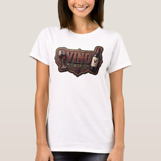Camiseta VINO Artística Dorada (Anverso)