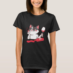 Camiseta Vino bebebedor de gato 78