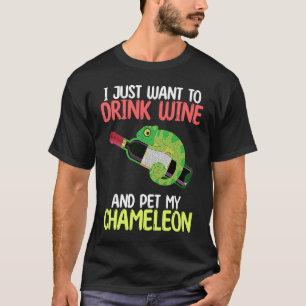 Camiseta Vino Bebido Y Mascota Chameleon Reptiles Graph