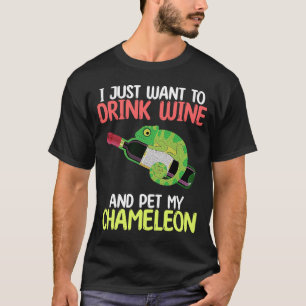 Camiseta Vino Bebido Y Mascota Chameleon Reptiles Graph