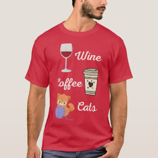 Camiseta Vino Café Gatos Amigo 70s