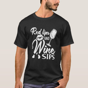 Camiseta Vino con alcohol vino blanco en los labios rojos y