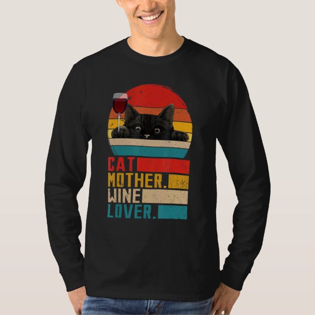 Camiseta Vino de la madre del gato vintage (Anverso)
