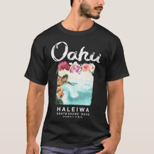 Camiseta Vino de Surf Oahu Haleiwa en la costa norte de Haw