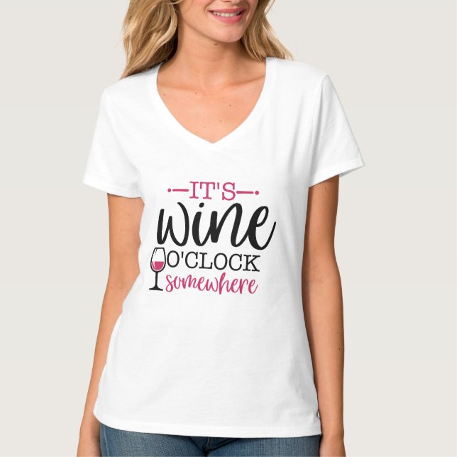Camiseta Vino divertido Oclock word art (Anverso)