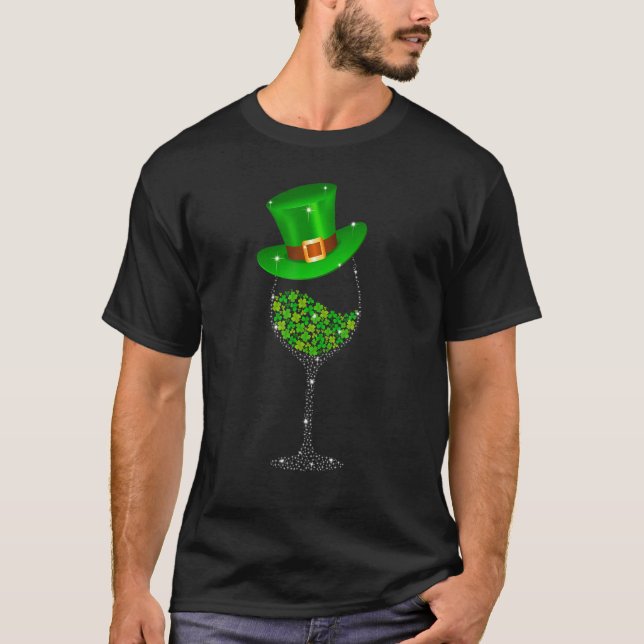 Camiseta Vino irlandés de cristal de vino de San Patricio (Anverso)
