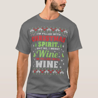 Camiseta Vino Lleno De Navidades Fea Navidad Sudor