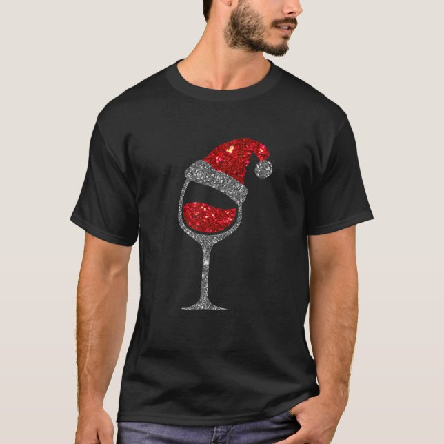 Camiseta Vino navidad - Vidrio Rojo Santa Hat (Anverso)