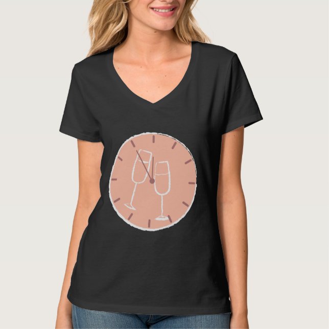 Camiseta Vino O Reloj Vidrio Blanco Sin Texto (Anverso)