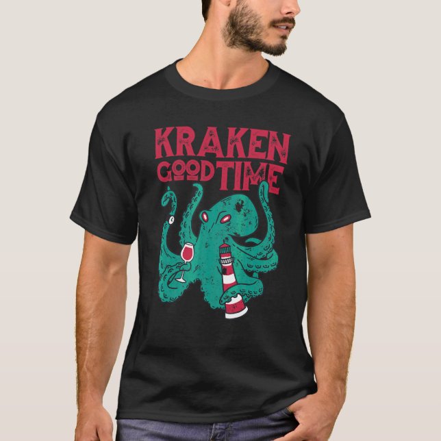 Camiseta Vino Octopus Kraken Good Time   (Anverso)