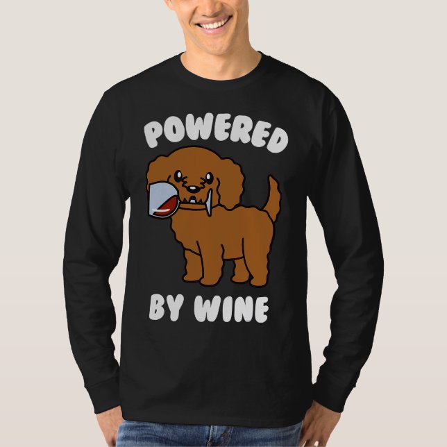 Camiseta Vino Powered Goldendoodle Bebida de perro (Anverso)