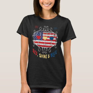 Camiseta Vino Rojo Azul 4 de Julio Bebidas Vinos Vinos Uu F