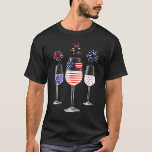 Camiseta Vino rojo azul blanco gafas bandera estadounidense