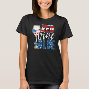 Camiseta Vino Rojo Azul Norteamericano Patriótico Vino 4 De