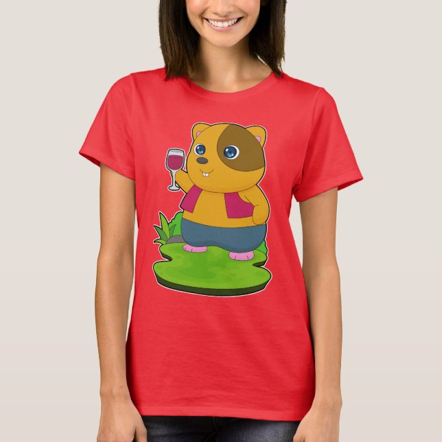 Camiseta Vino Rojo de Hamster (Anverso)