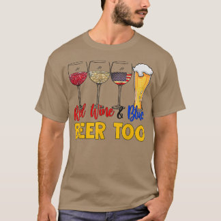Camiseta Vino rojo gracioso y cerveza azul hasta el 4 de ju