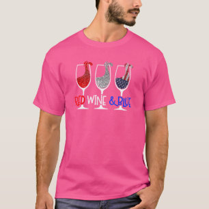 Camiseta Vino Rojo Vino Azul Gafas De Beber Cuadrado 4 De