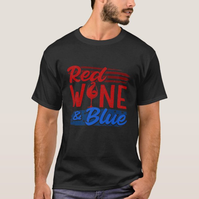 Camiseta Vino Rojo Y Azul 4 De Julio Americano Bebiendo Pa (Anverso)