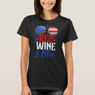 Camiseta Vino Rojo Y Azul 4 De Julio Bandera Estadounidense