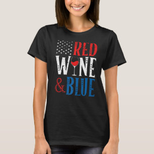 Camiseta Vino Rojo y Azul 4 de julio Bebida de alcohol inde