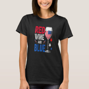 Camiseta Vino Rojo Y Azul 4 De Julio Bebida De Vino