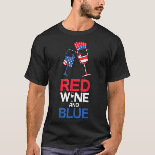 Camiseta Vino Rojo Y Azul 4 De Julio Bebiendo