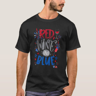 Camiseta Vino Rojo Y Azul 4 De Julio Vino Rojo Azul Gla