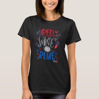 Camiseta Vino Rojo Y Azul 4 De Julio Vino Rojo Azul Gla