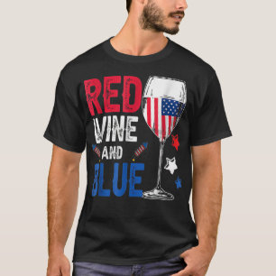 Camiseta Vino Rojo Y Azul Gracioso 4 De Julio Vino Lover