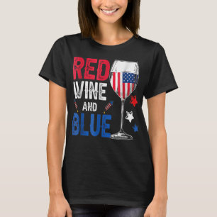 Camiseta Vino Rojo Y Azul Gracioso 4 De Julio Vino Lover