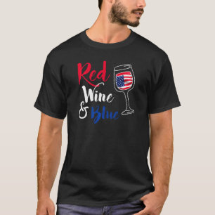 Camiseta Vino Rojo Y Bandera Azul Estadounidense 4 De Julio