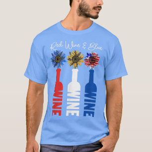 Camiseta Vino Rojo Y Girasol Azul 4 De Julio Vino Rojo Y