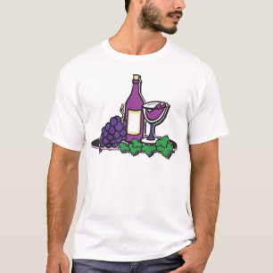 Camiseta Vino rojo y uvas moradas
