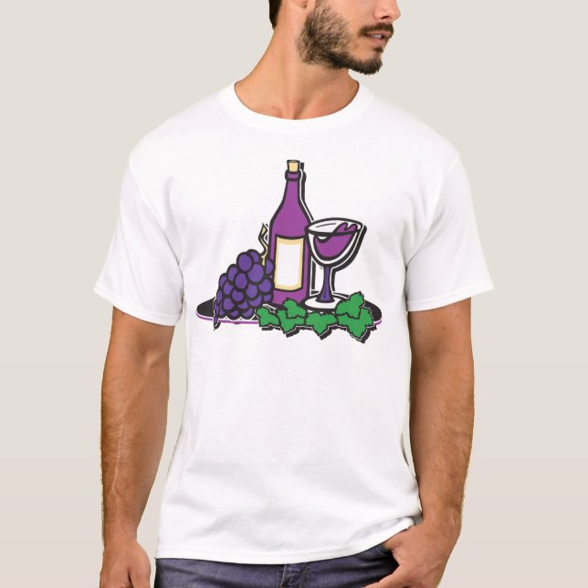 Camiseta Vino rojo y uvas moradas (Anverso)