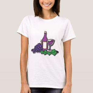 Camiseta Vino rojo y uvas moradas