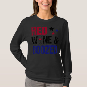 Camiseta Vino Rojo Y Vino Bootizado Bandera De Eeuu 4 De Ju