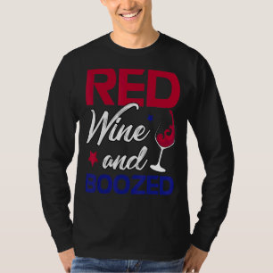 Camiseta Vino Rojo y Vino Boozado Patriótico 4 De Julio 1