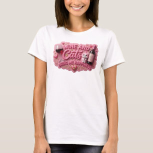 CAMISETA VINO ROSADO CRISP Y GATOS ME TRAEN FELICIDAD