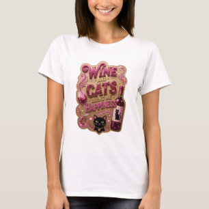Camiseta VINO ROSADO CRISP Y GATOS ME TRAEN FELICIDAD v2