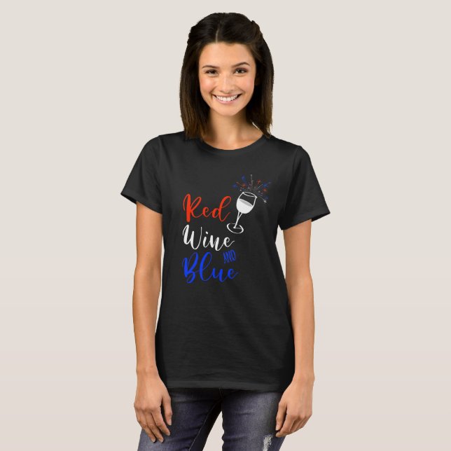 Camiseta Vino Tinto Azul 4 de Julio (Anverso completo)