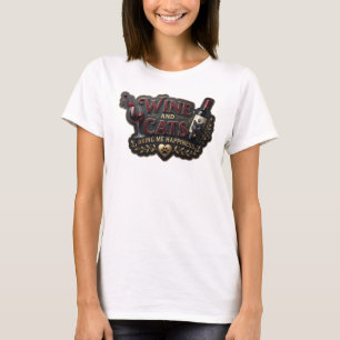 Camiseta Vino Tinto Brillante Y Los Gatos Me Traen Felicida