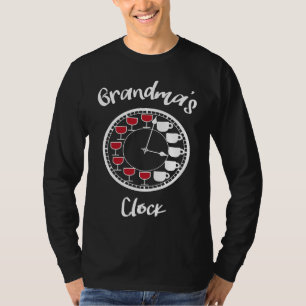 Camiseta Vino y café divertidos para mujeres  El reloj de l