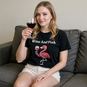 Camiseta Vino Y Flamingo Rosa