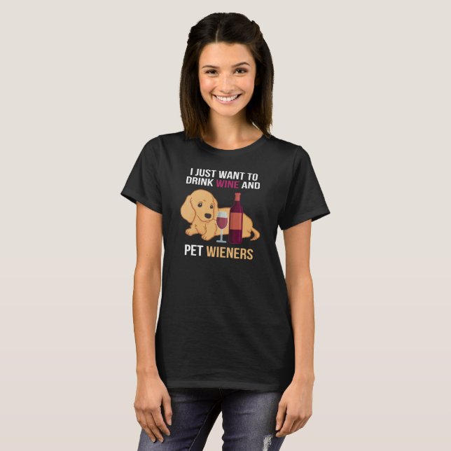 Camiseta Vino y Mascotas: El sueño de Dachshund Lover (Anverso completo)